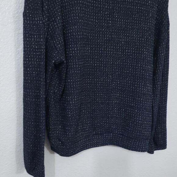 Tommy Hilfiger Sweater Top Womens Small Navy Blue Waffle Thermal Knit Round Neck - Picture 10 of 11
